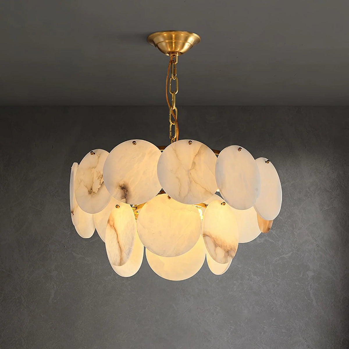 Alabaster Shell Brass Chandelier - Pre Order