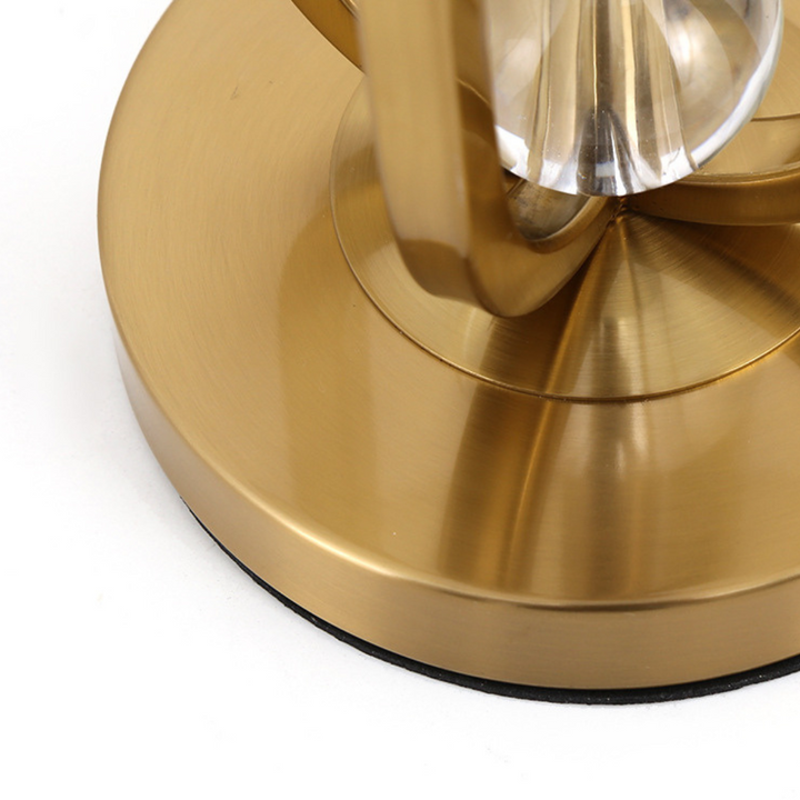 Close-up view of Amanda metal-based modern table lamp showing detailed design
