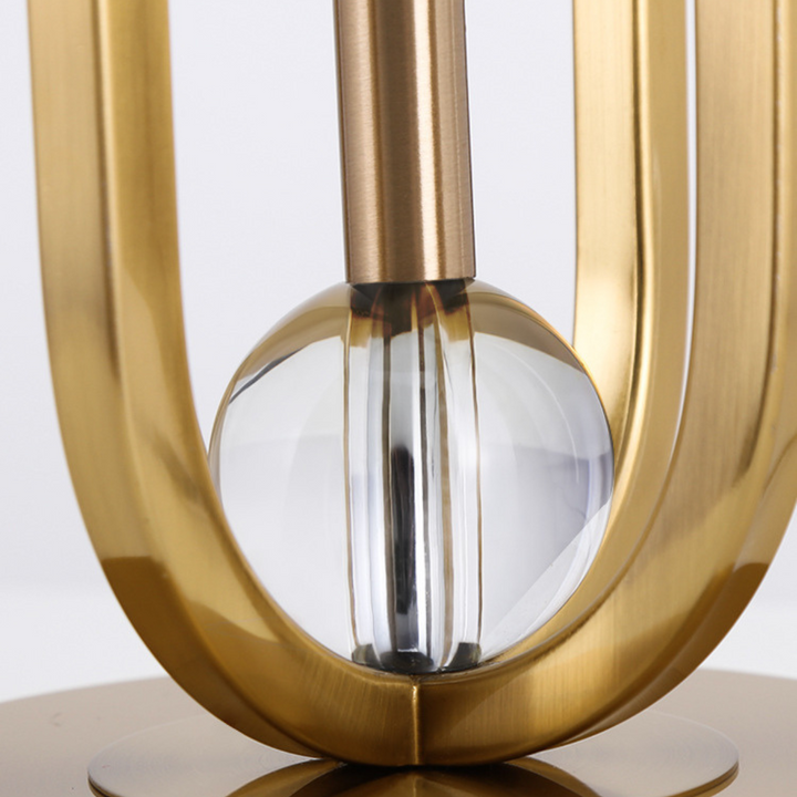 Detailed view of Amanda modern table lamp with metal base
