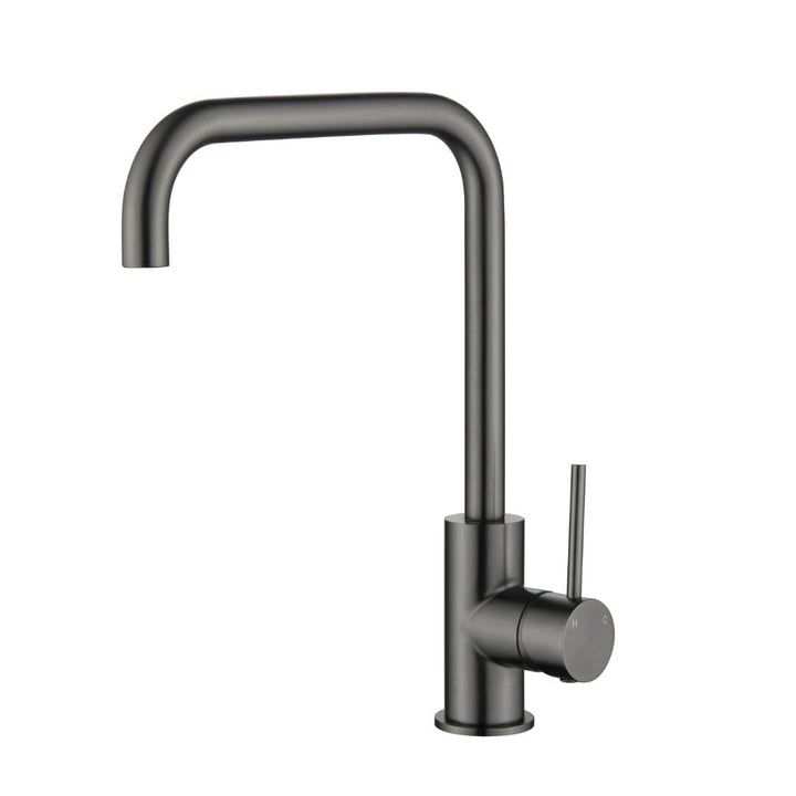 Ariell round brushed gunmetal kitchen mixer with modern design