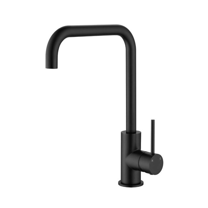Ariell round brushed black kitchen mixer with modern design
