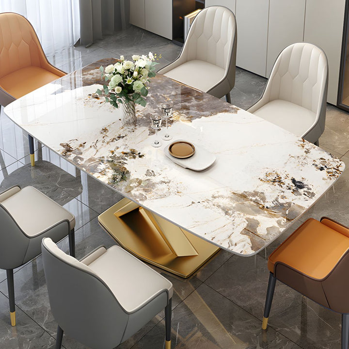Top view of Artiss dining table with sleek marble surface and X-base in elegant interior
