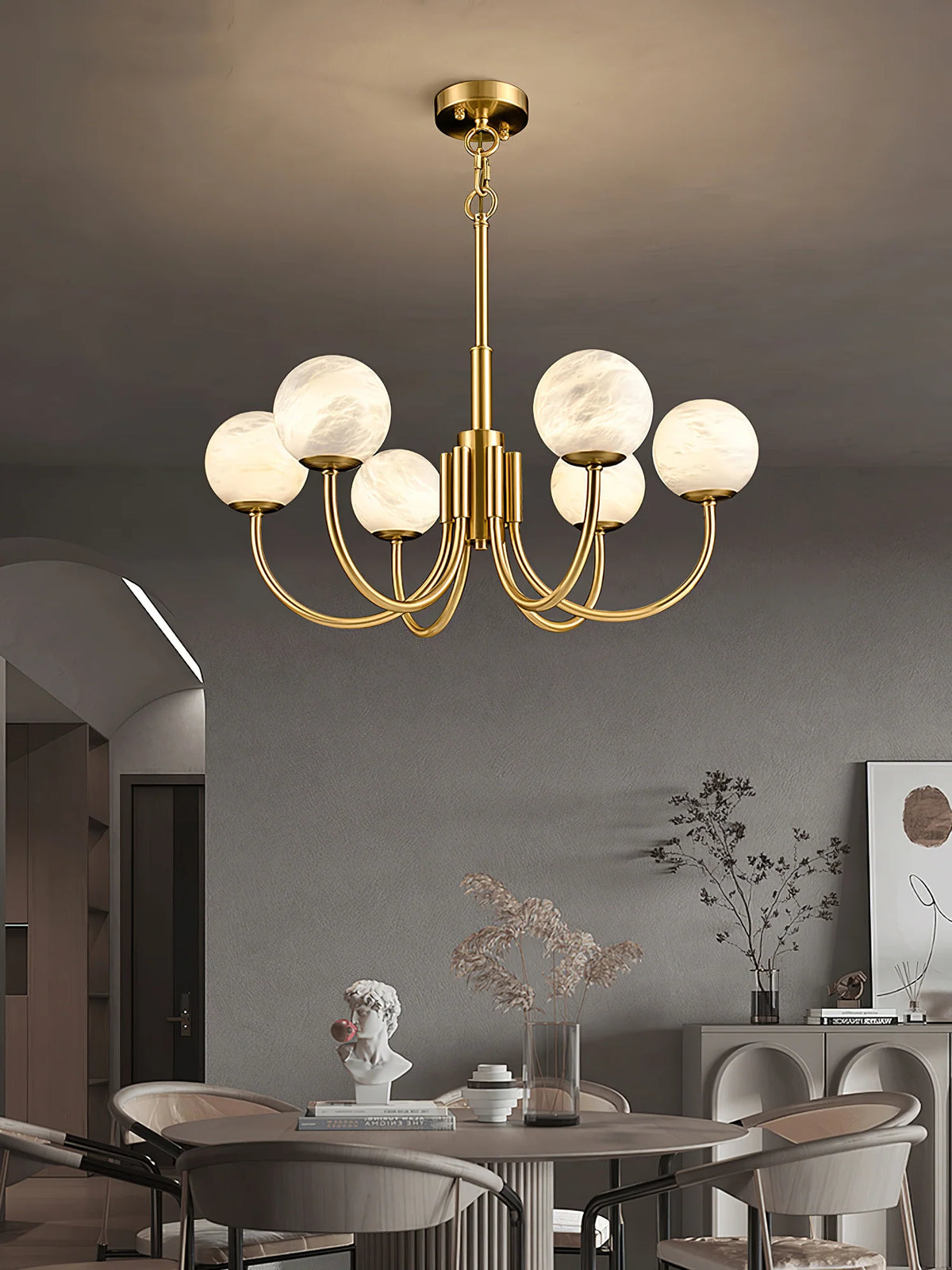 Aurelian Alabaster Globe Chandelier - Pre Order