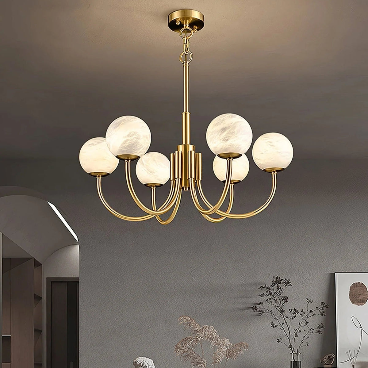 Aurelian Alabaster Globe Chandelier - Pre Order
