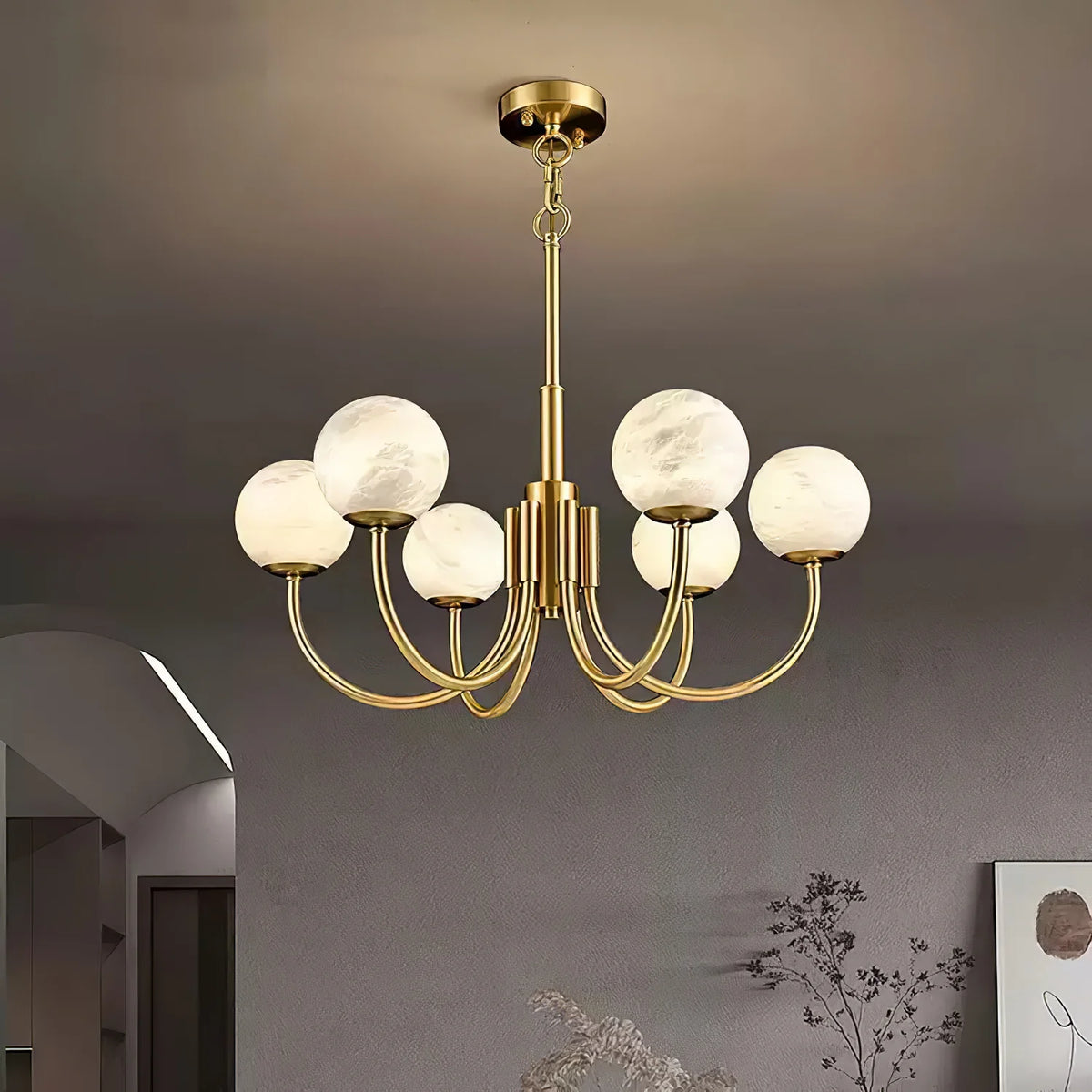 Aurelian Alabaster Globe Chandelier - Pre Order