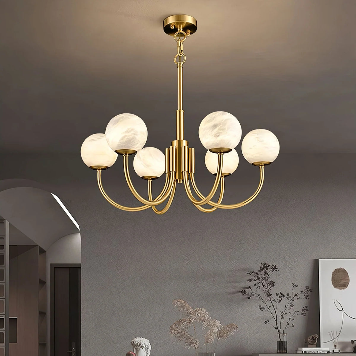 Aurelian Alabaster Globe Chandelier - Pre Order
