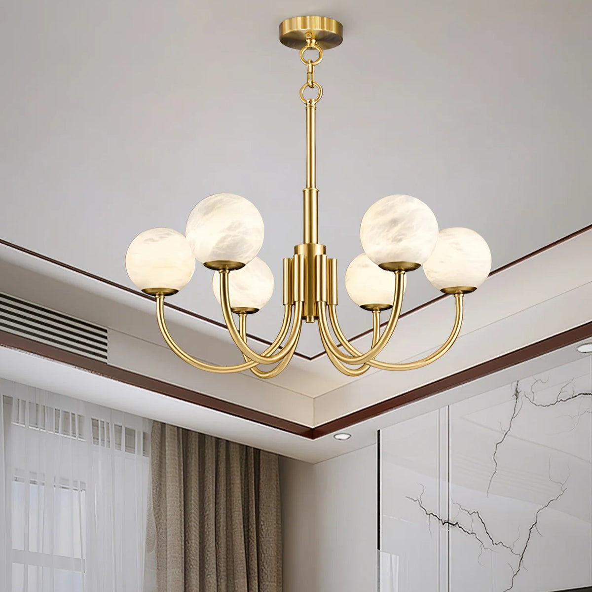 Aurelian Alabaster Globe Chandelier - Pre Order