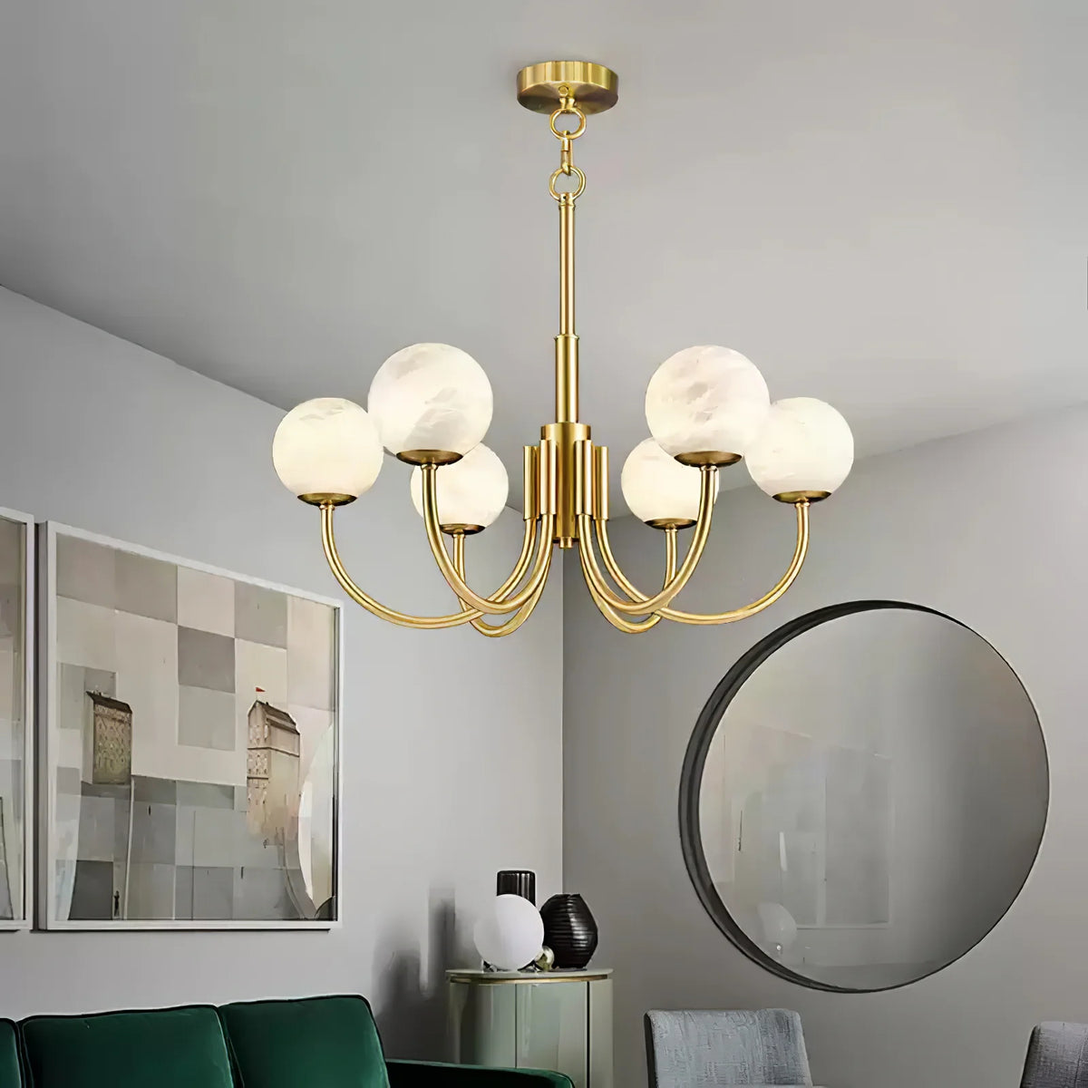 Aurelian Alabaster Globe Chandelier - Pre Order