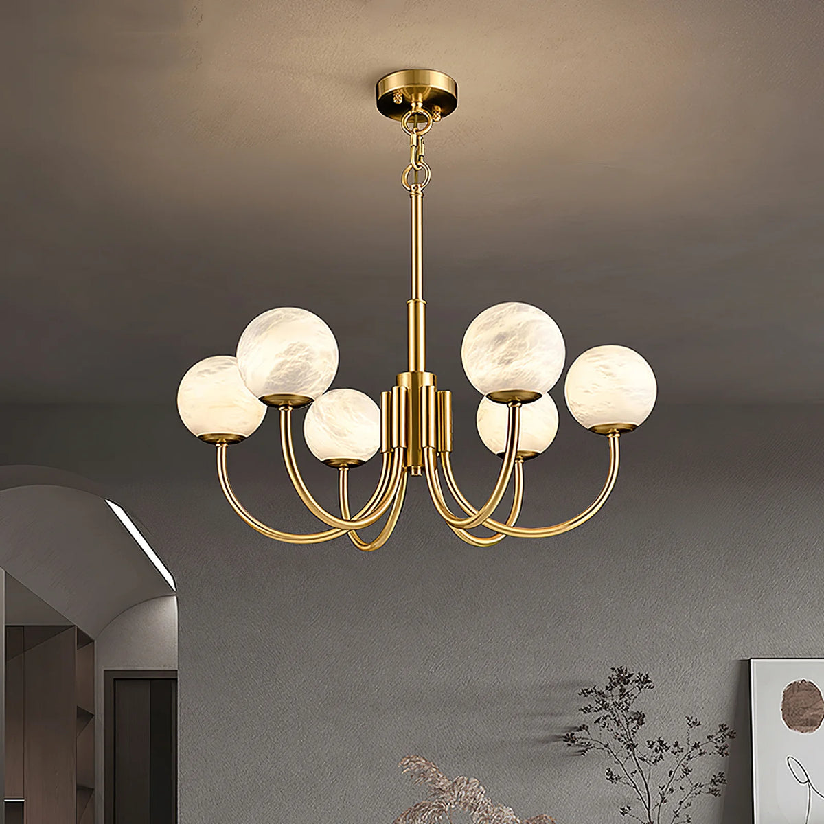 Aurelian Alabaster Globe Chandelier - Pre Order