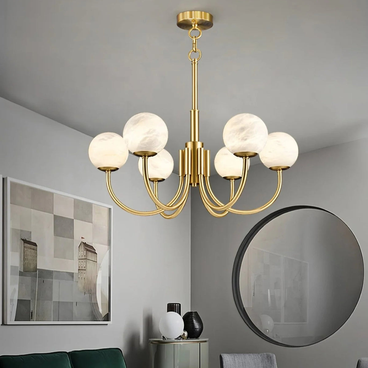 Aurelian Alabaster Globe Chandelier - Pre Order
