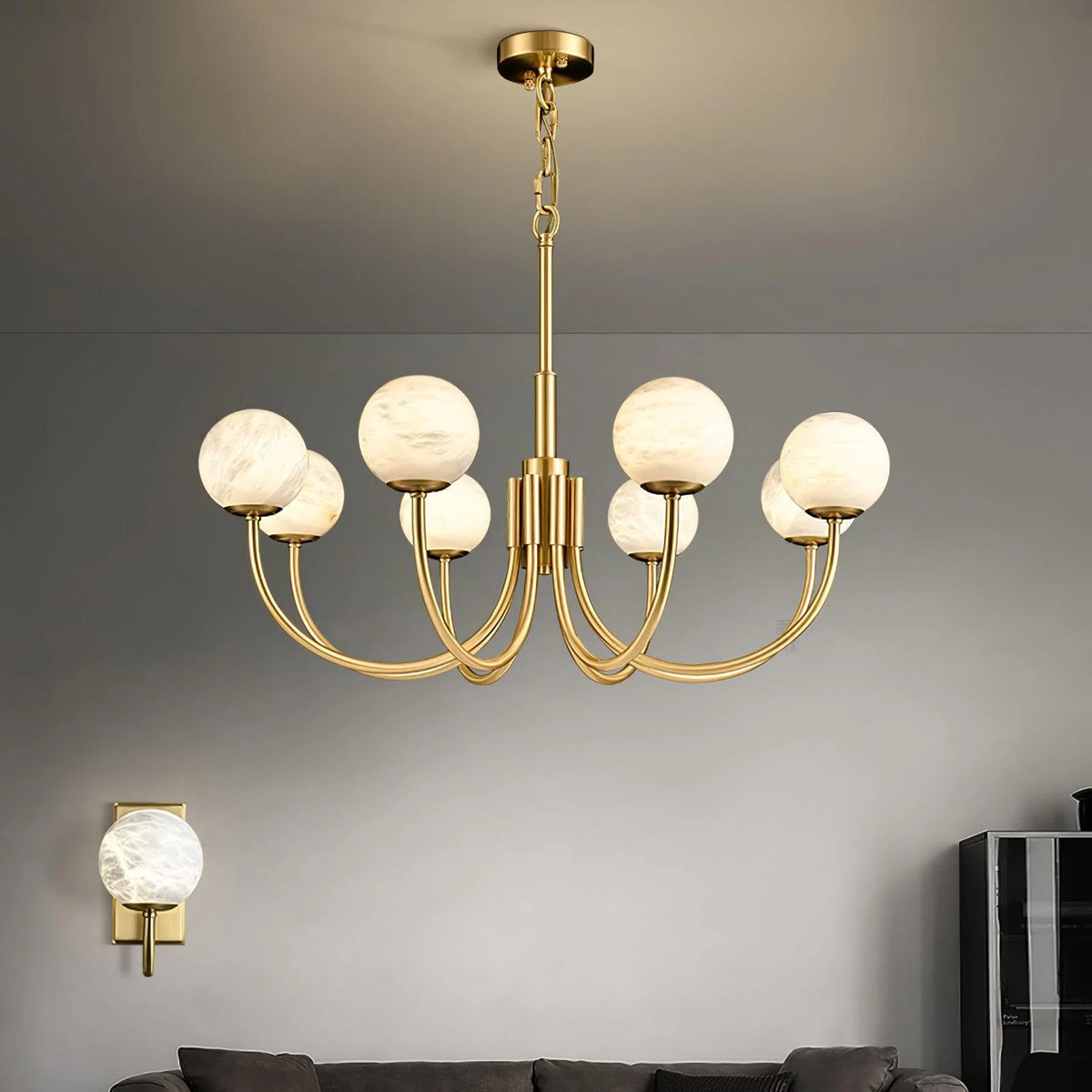 Aurelian Alabaster Globe Chandelier - Pre Order