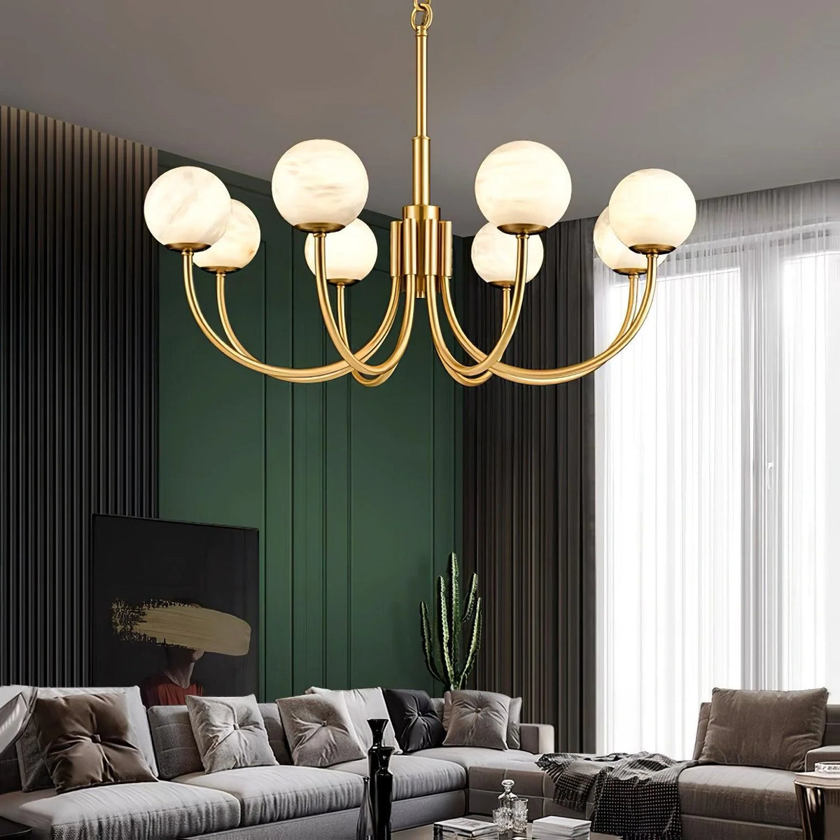 Aurelian Alabaster Globe Chandelier - Pre Order