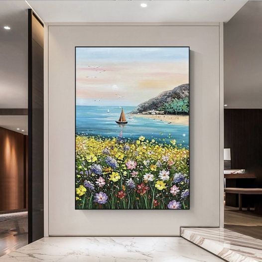 Brand New Beach Beauty Art Large Wall Art Wall Decor Painting Canvas Stainless Steel Frame