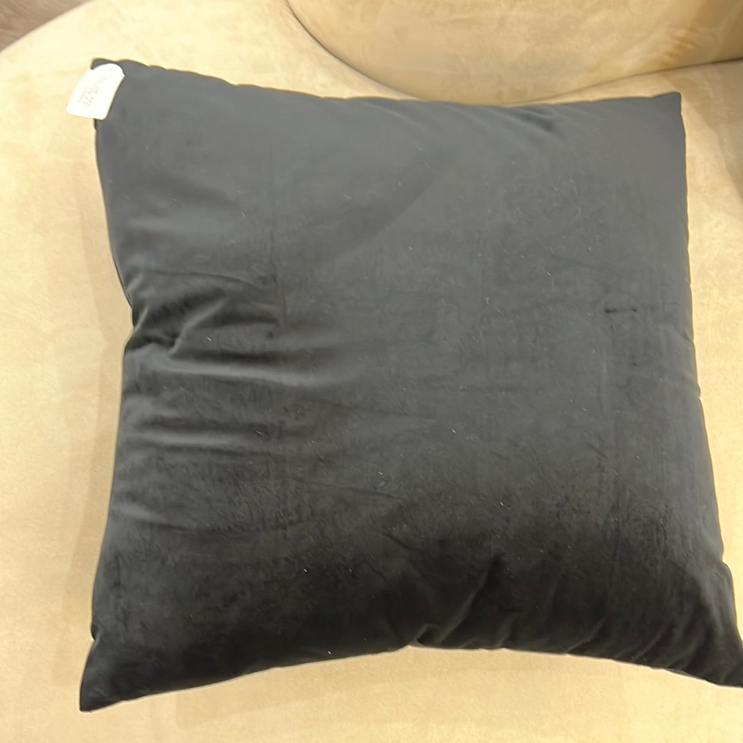 Black velvet cushion, plush decorative pillow adding elegance and comfort to stylish interiors