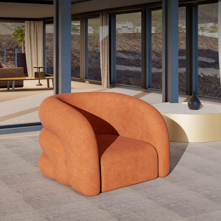 Side view of Caliber Teddy Lounge single seat showcasing cozy texture in elegant interior