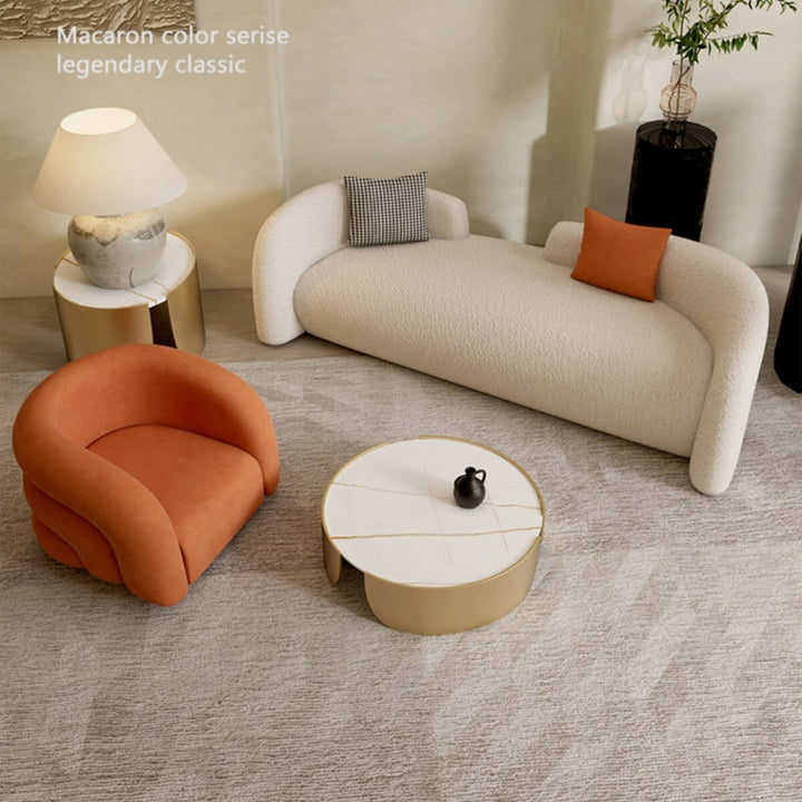 Top view of Caliber Teddy Lounge Chair Macaron color series with classic elegant Australian design