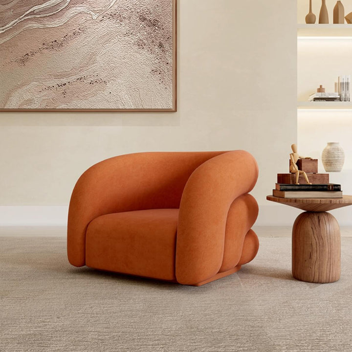 Side view of Caliber Teddy Lounge Chair with plush texture in elegant Australian interior