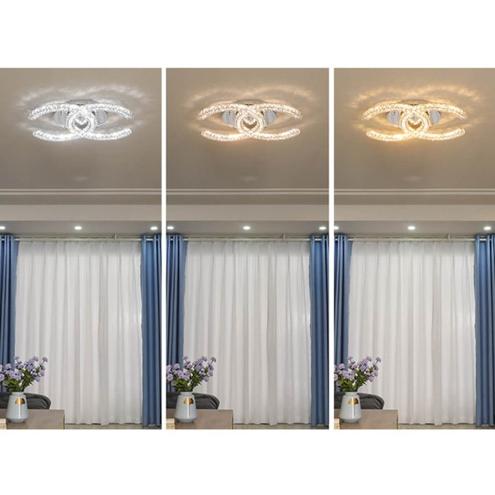 Chantale flush mount ceiling light with three color options: white, cream, and warm