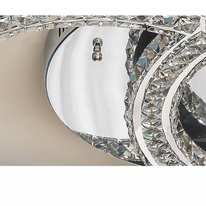 Detail view of Chantale flush mount ceiling light with K9 crystal accents