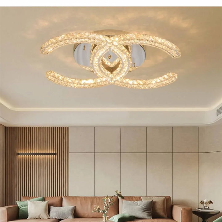 Chantale flush mount ceiling light in a modern living room interior