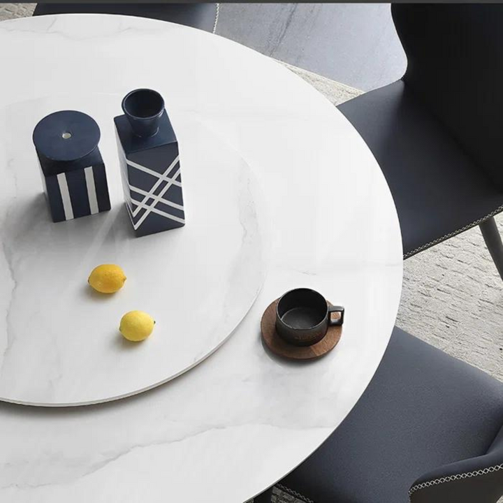 Top View of Charger Rotatable Dining Table – Modern Round Dining Table with Elegant Design