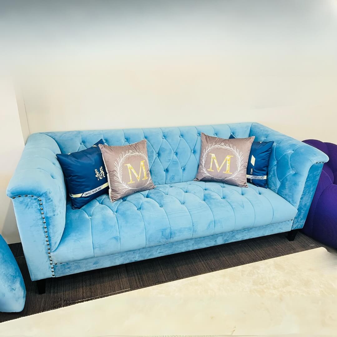 Chesterfield Velvet Sofa- Blue Colour