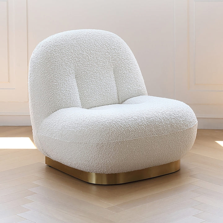 Angle view of Cloud swivel lounge chair showcasing elegant design and plush cushioning