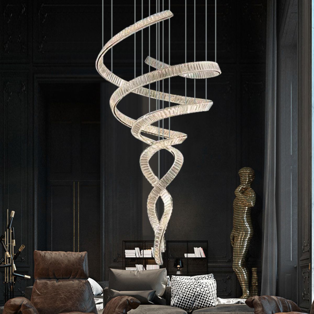 Constellation chandelier light in Australian living room, creating a luxurious and celestial-inspired ambiance