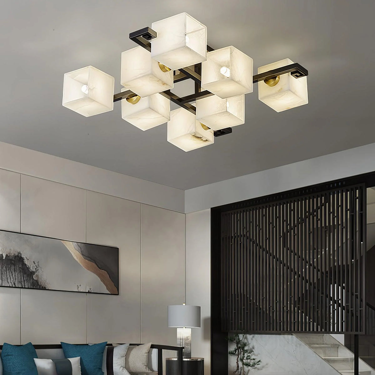 Cubist Alabaster Cluster Ceiling Lamp - Pre Order