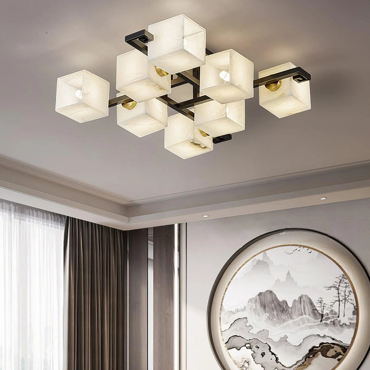 Cubist Alabaster Cluster Ceiling Lamp - Pre Order