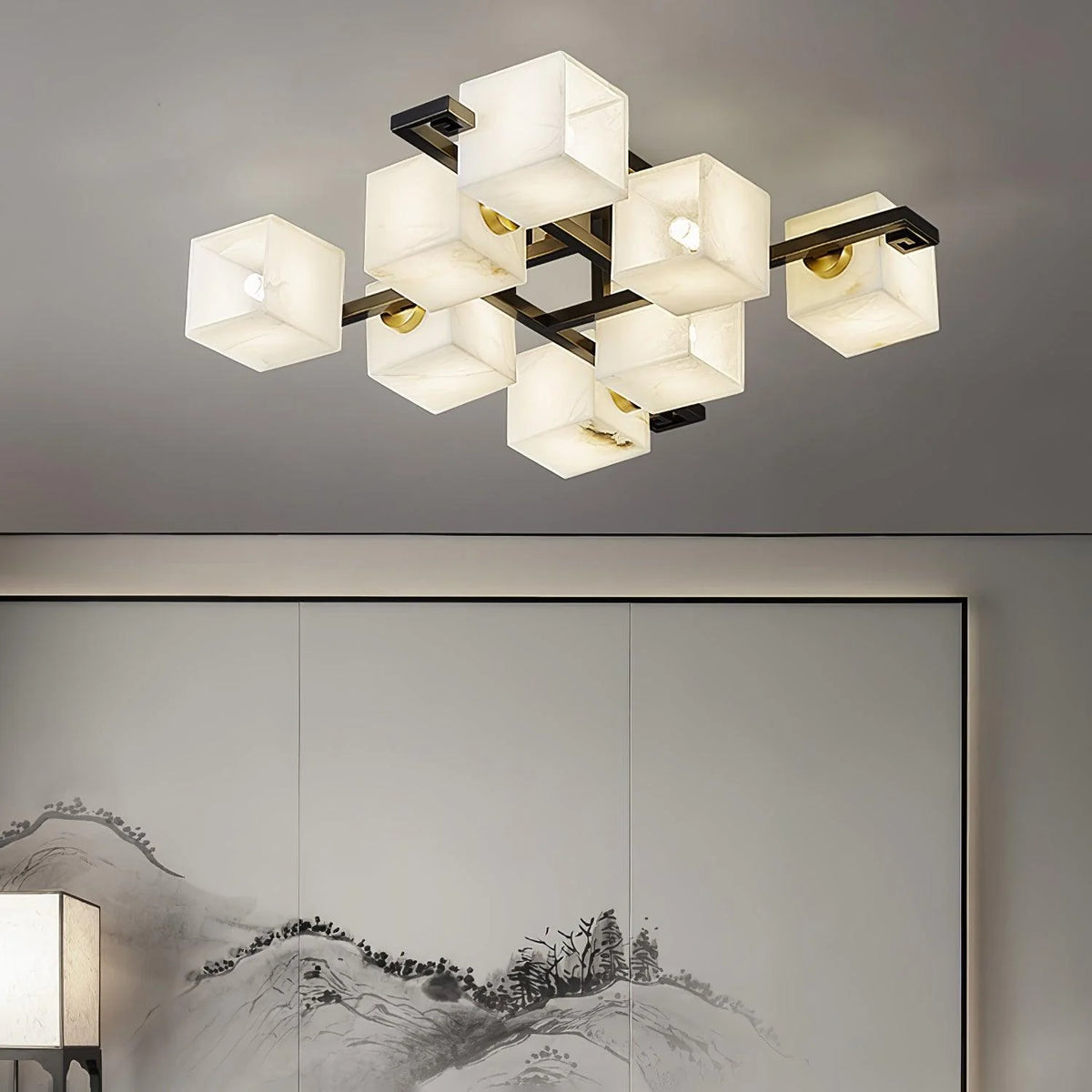 Cubist Alabaster Cluster Ceiling Lamp - Pre Order