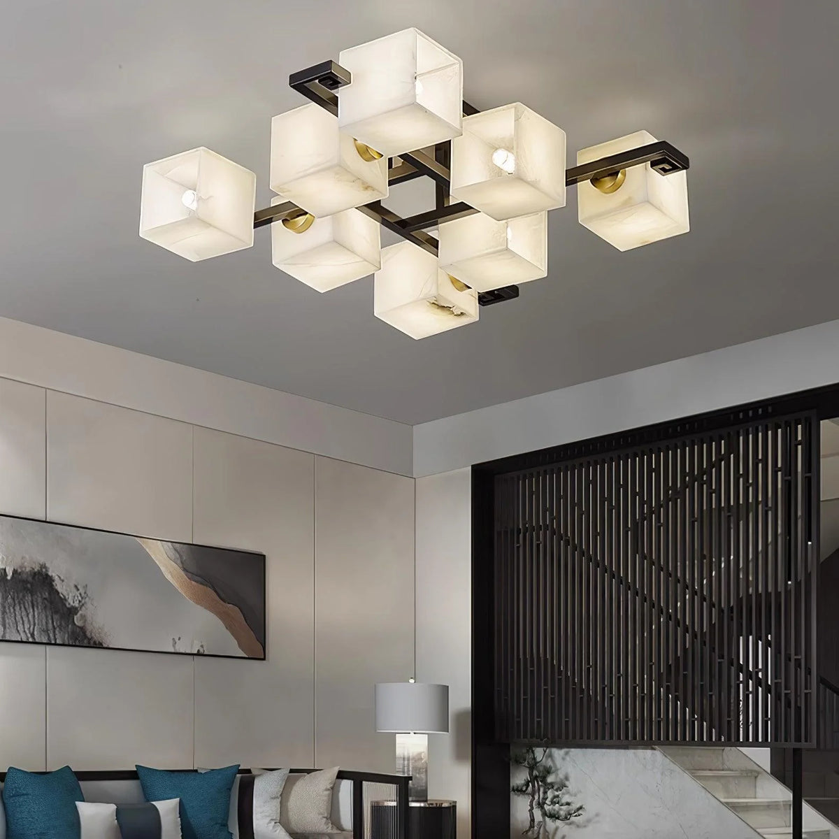 Cubist Alabaster Cluster Ceiling Lamp - Pre Order