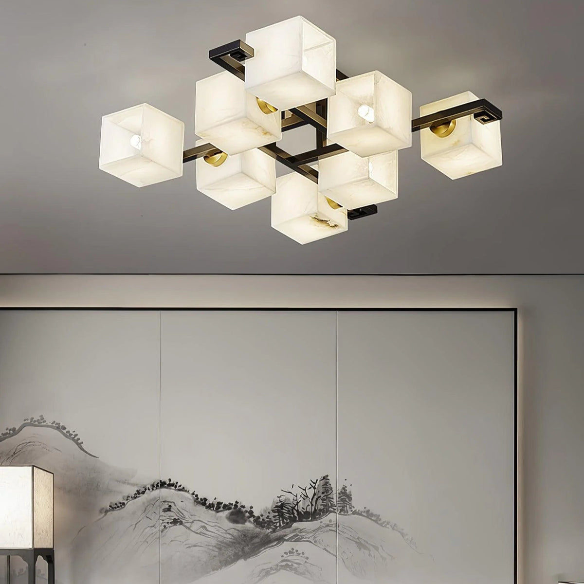 Cubist Alabaster Cluster Ceiling Lamp - Pre Order