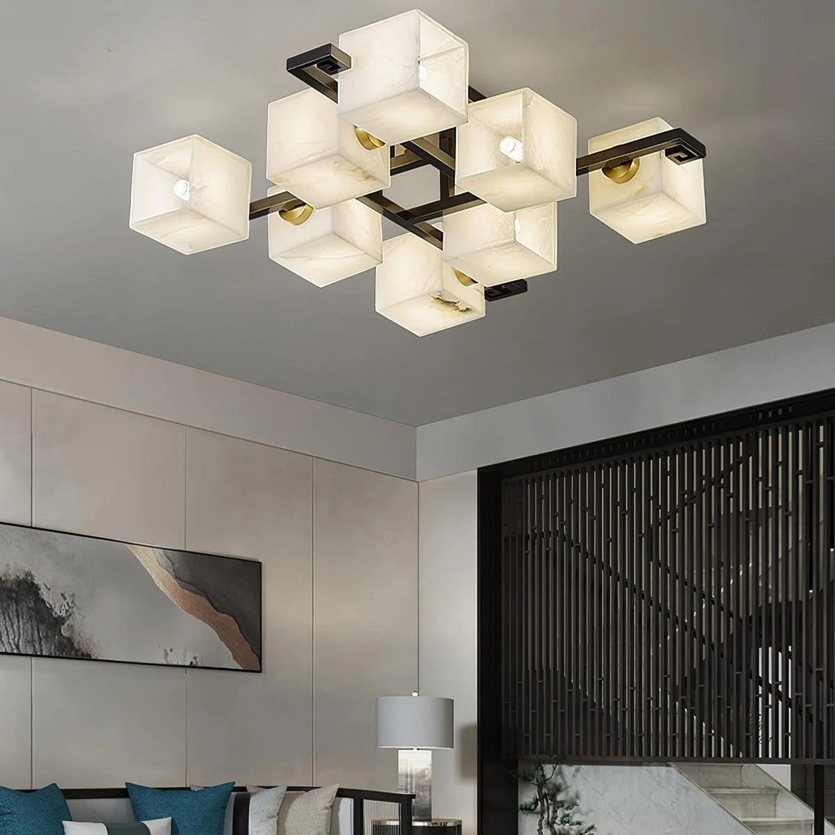 Cubist Alabaster Cluster Ceiling Lamp - Pre Order