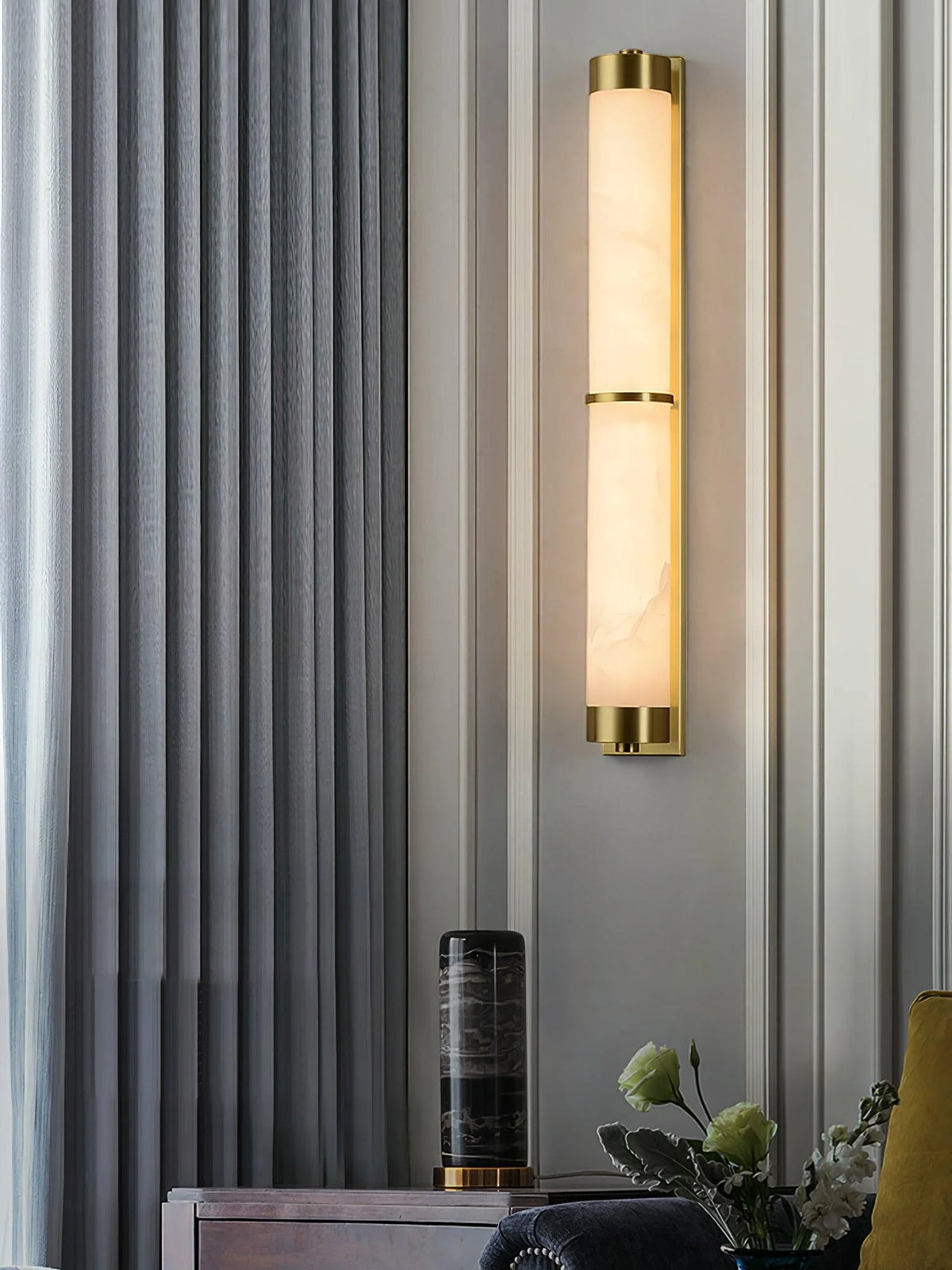 Cylindra Alabaster Brass Wall Light - Pre Order
