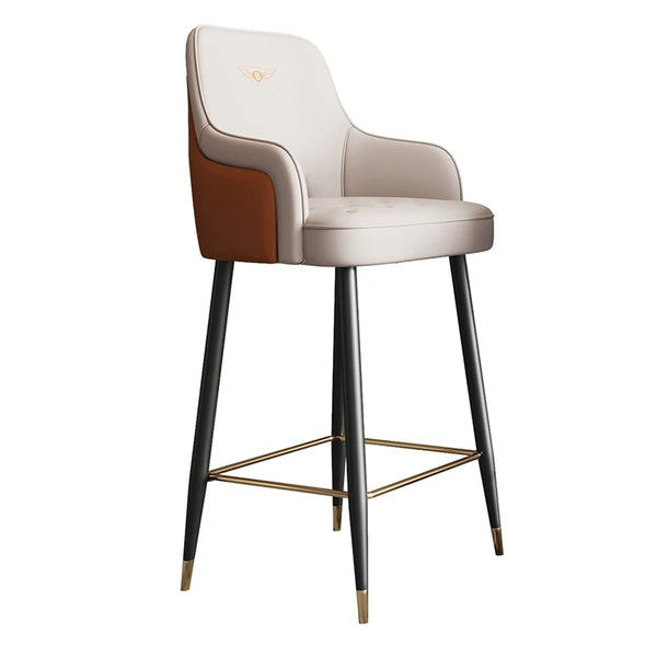 Modern leather high bar stools with backrest and accent chair design for kitchen or bar areas