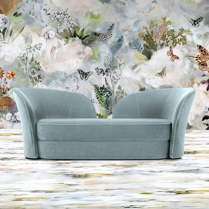 Front view of DesignFusion sofa featuring sleek lines and soft upholstery