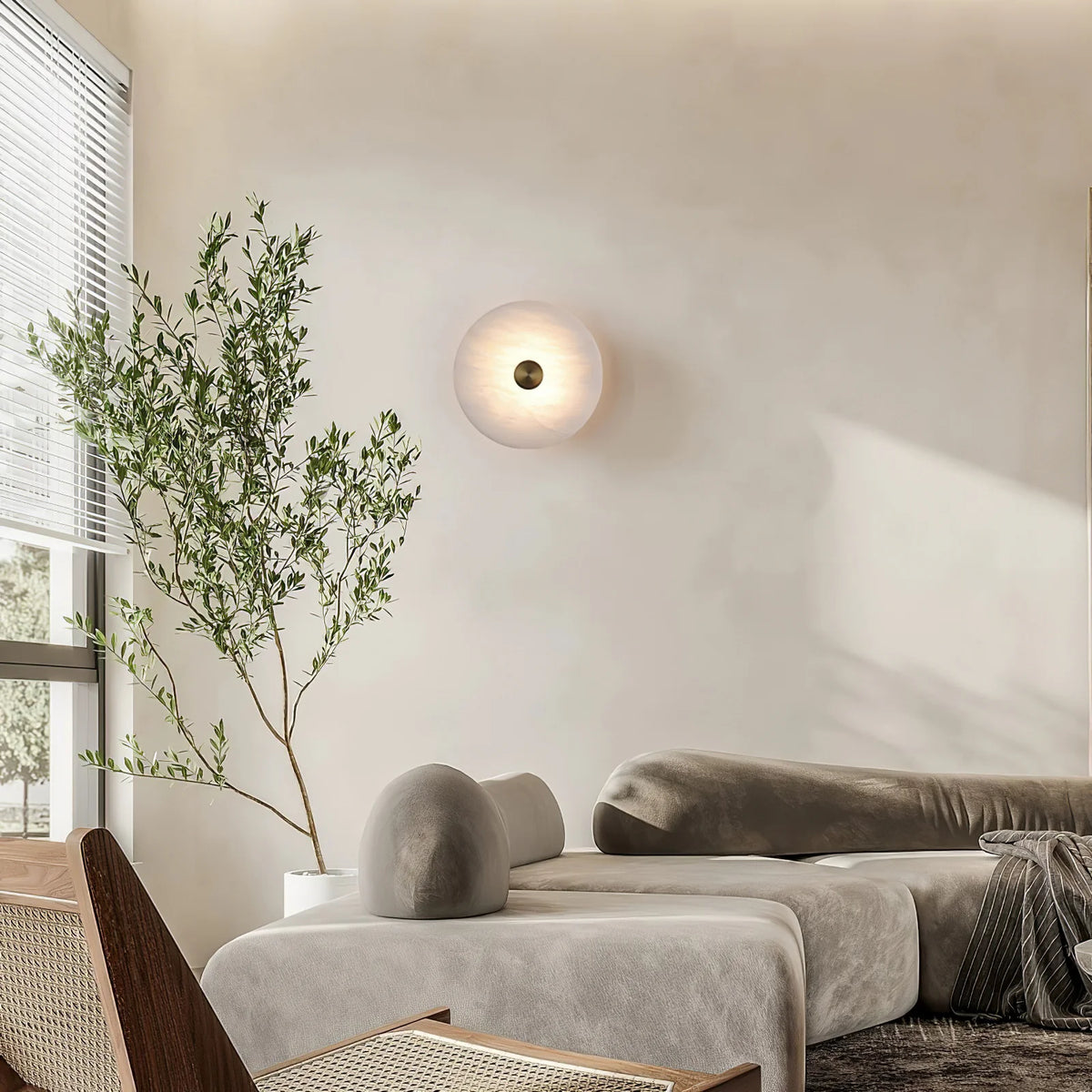 Disc Shaped Alabaster Wall Light - Pre Order