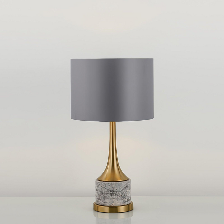 Dominion metal-based modern bedside table lamp in gray, sleek design for stylish ambient bedroom lighting