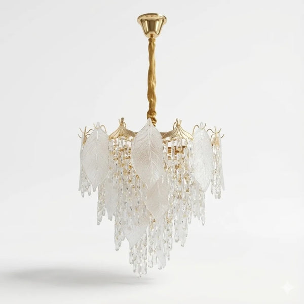 Crystal Leaf Glass Chandelier–Round 600mm