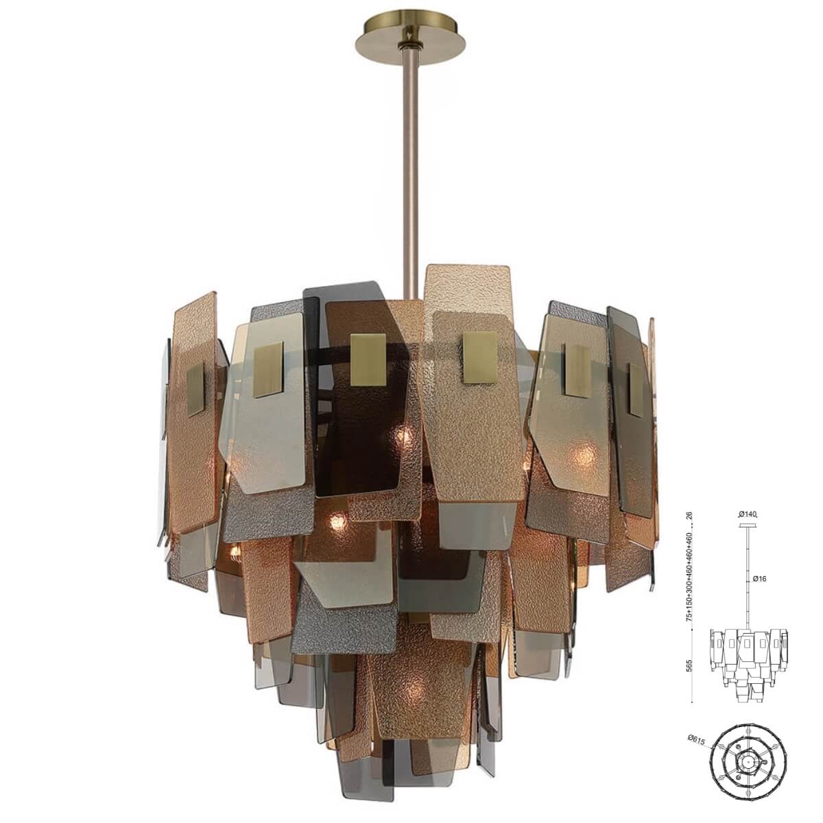 Renato Collection –10 Lights Chandelier Brass Finish