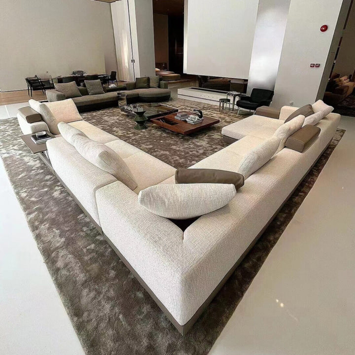 Corner back view of Eastor sofa in elegant interior – modern design with plush upholstery and sleek finish