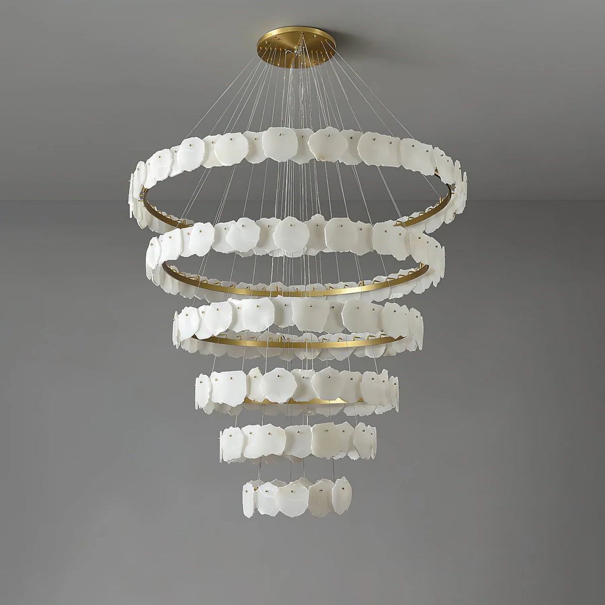 Ecliptica Spiral Alabaster Chandelier - Pre Order