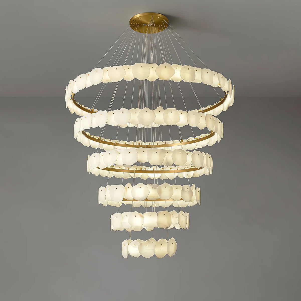 Ecliptica Spiral Alabaster Chandelier - Pre Order