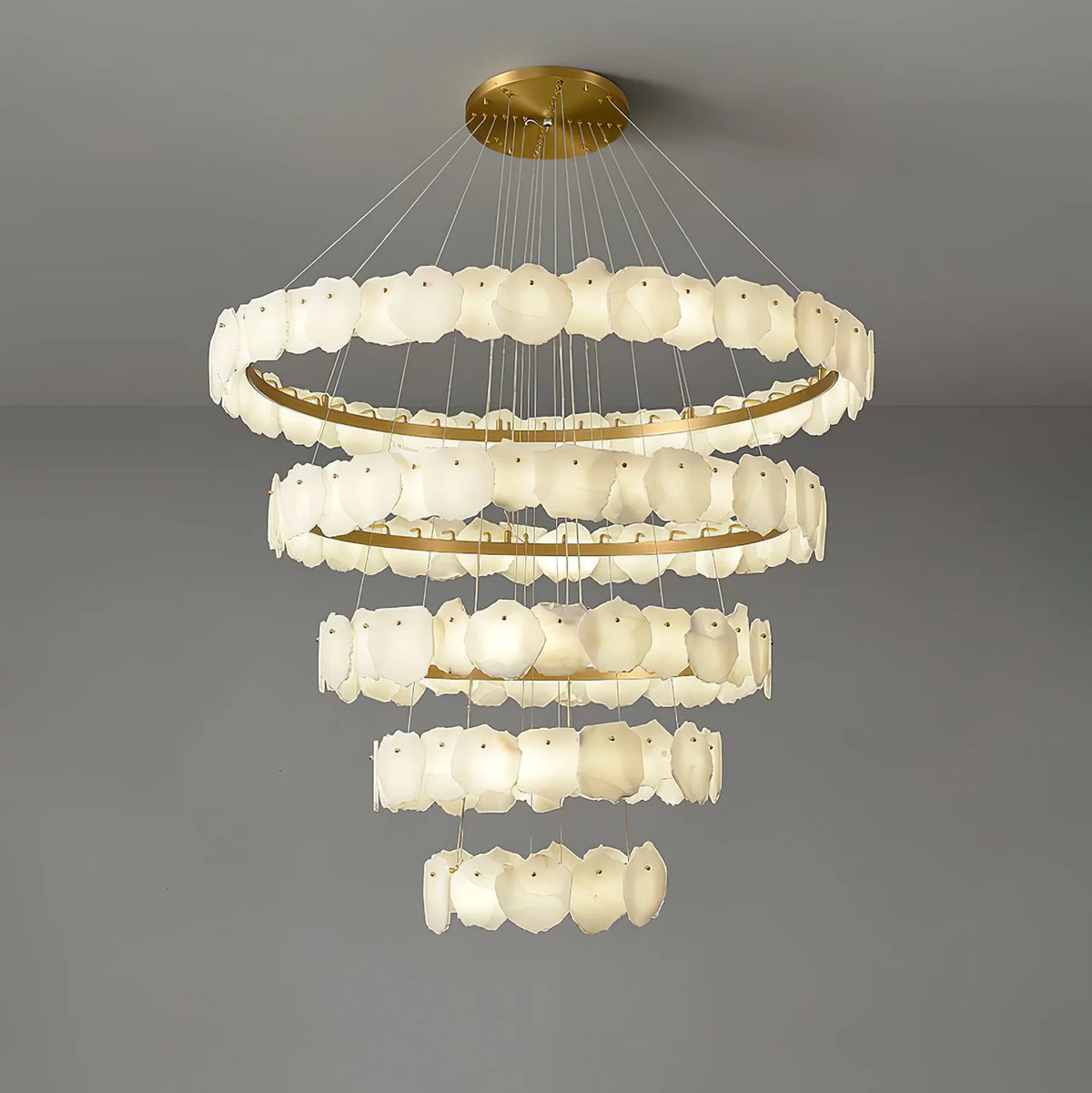 Ecliptica Spiral Alabaster Chandelier - Pre Order