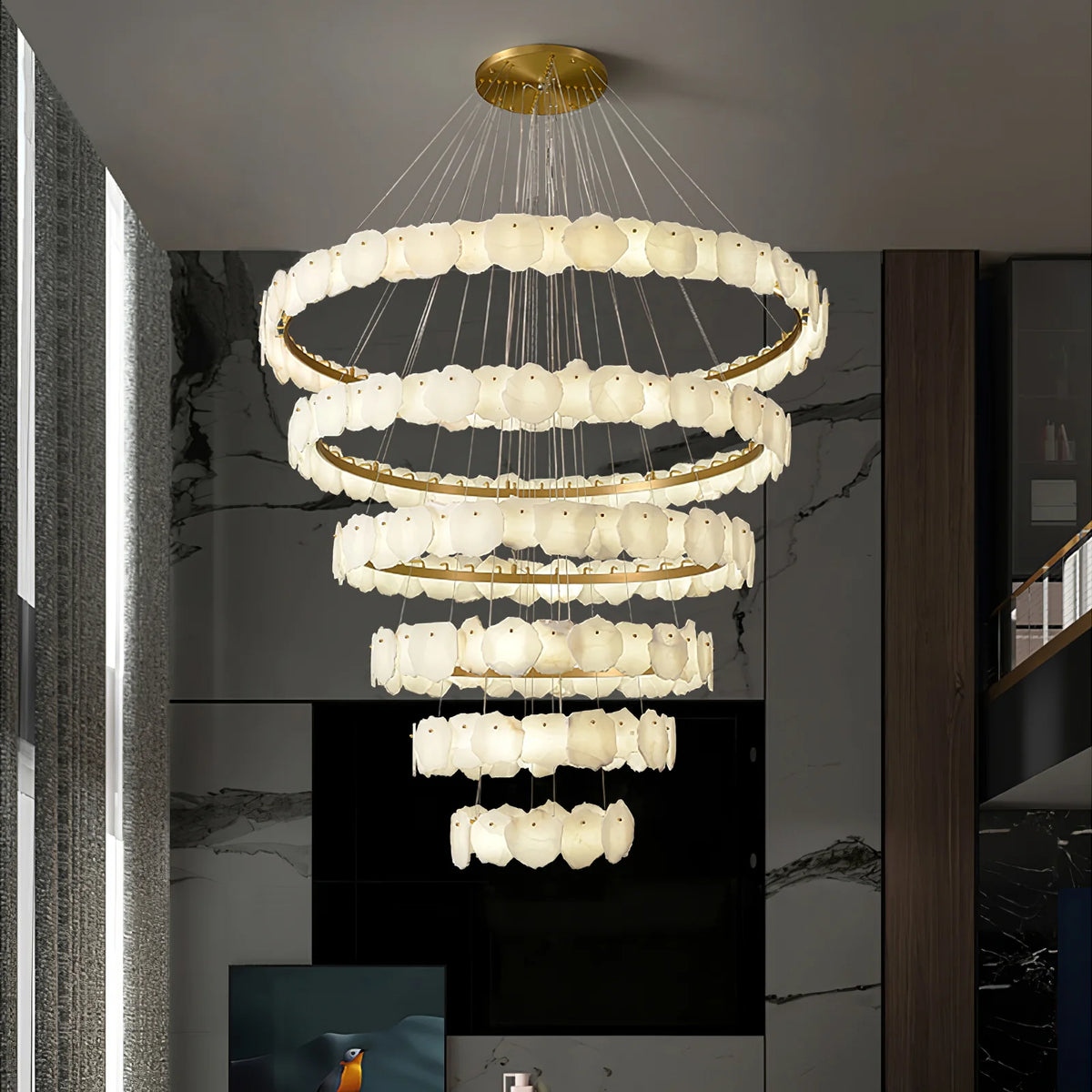 Ecliptica Spiral Alabaster Chandelier - Pre Order