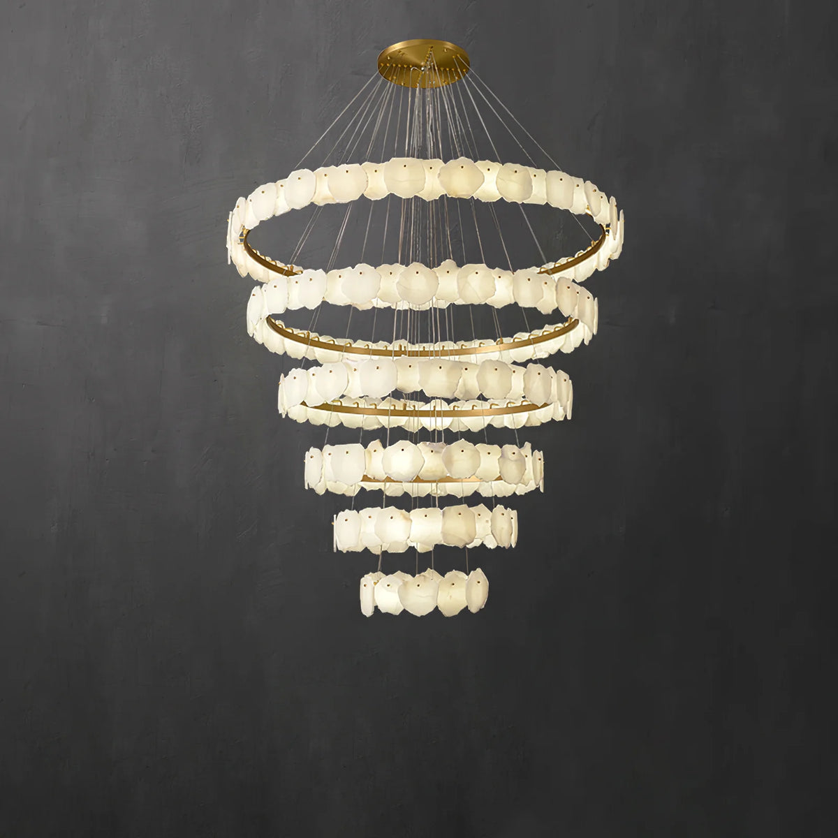 Ecliptica Spiral Alabaster Chandelier - Pre Order