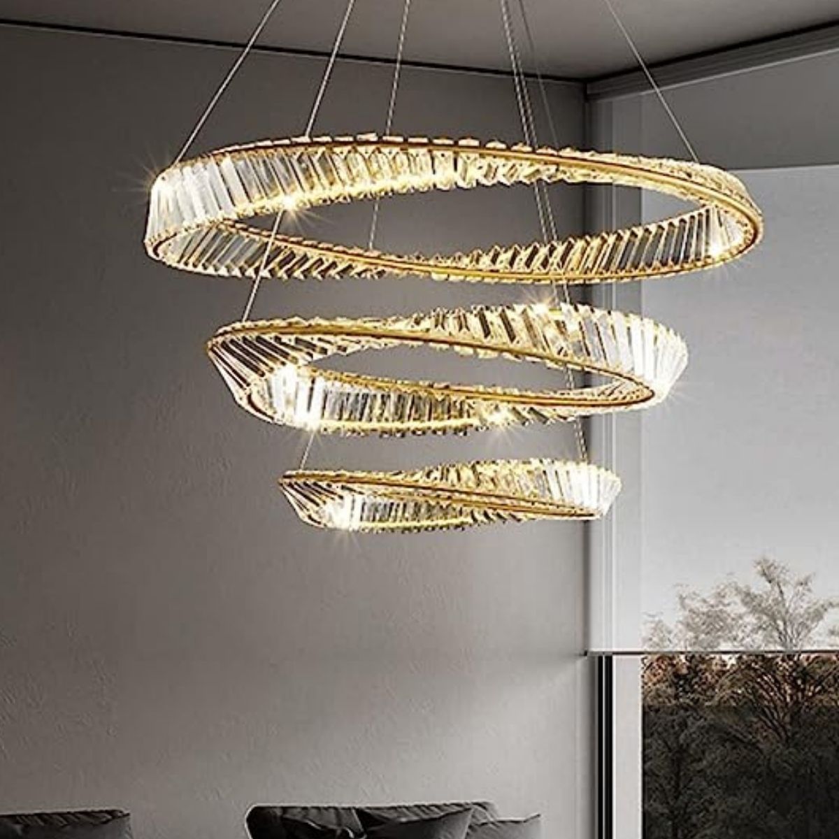 Flame Chandelier Light in Australian Living Room – Stylish Modern Lighting Fixture
