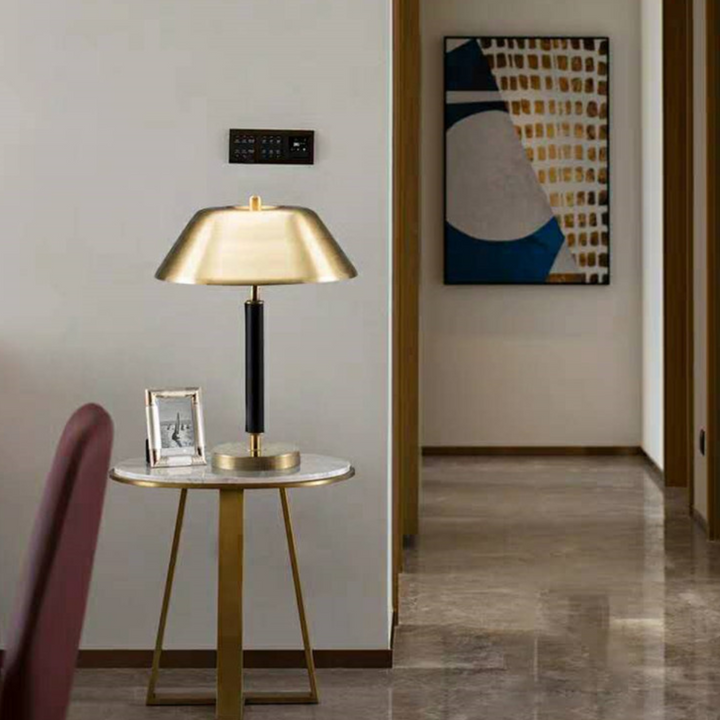 Minimalist Franklin table lamp styled on side table for home lighting