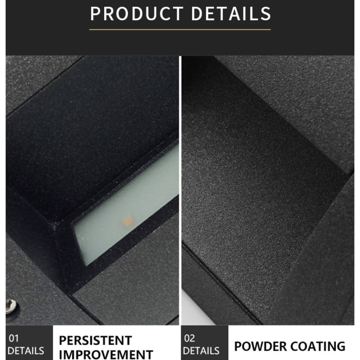 GRANT outdoor LED wall lamp – featuring durable powder coating for long-lasting performance and weather resistance.